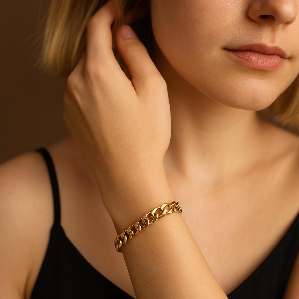 14K Solid Gold Cuban Link Bracelet - Heavy Curb Bracelet