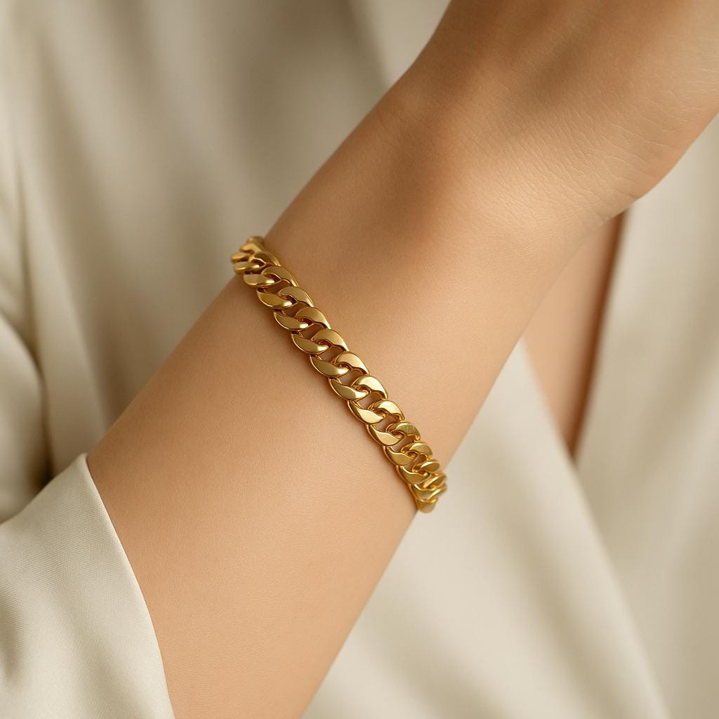 14K Solid Gold Cuban Link Bracelet - Heavy Curb Bracelet