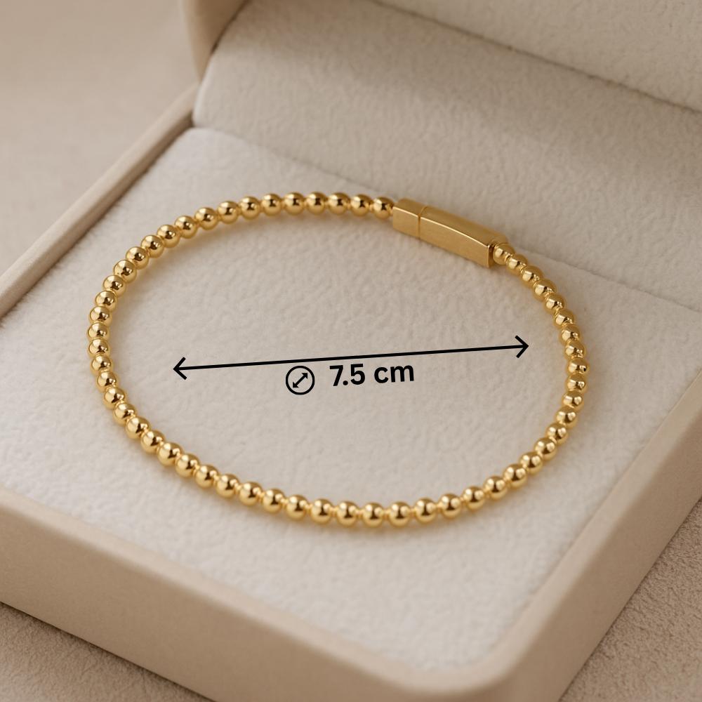 14K Solid Gold Beaded Bracelet - Real Gold Ball Chain Bracelet