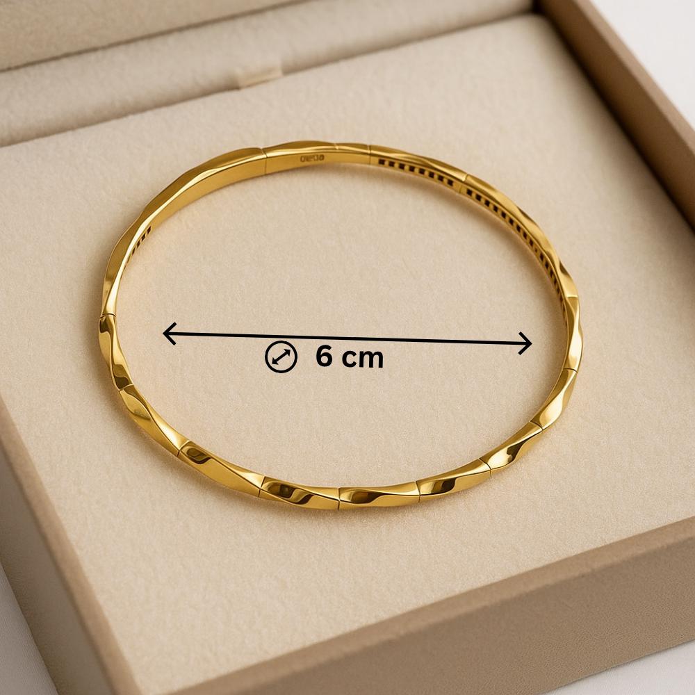 14K Solid Gold Twisted Bangle Bracelet – Elegant Real Gold Jewelry