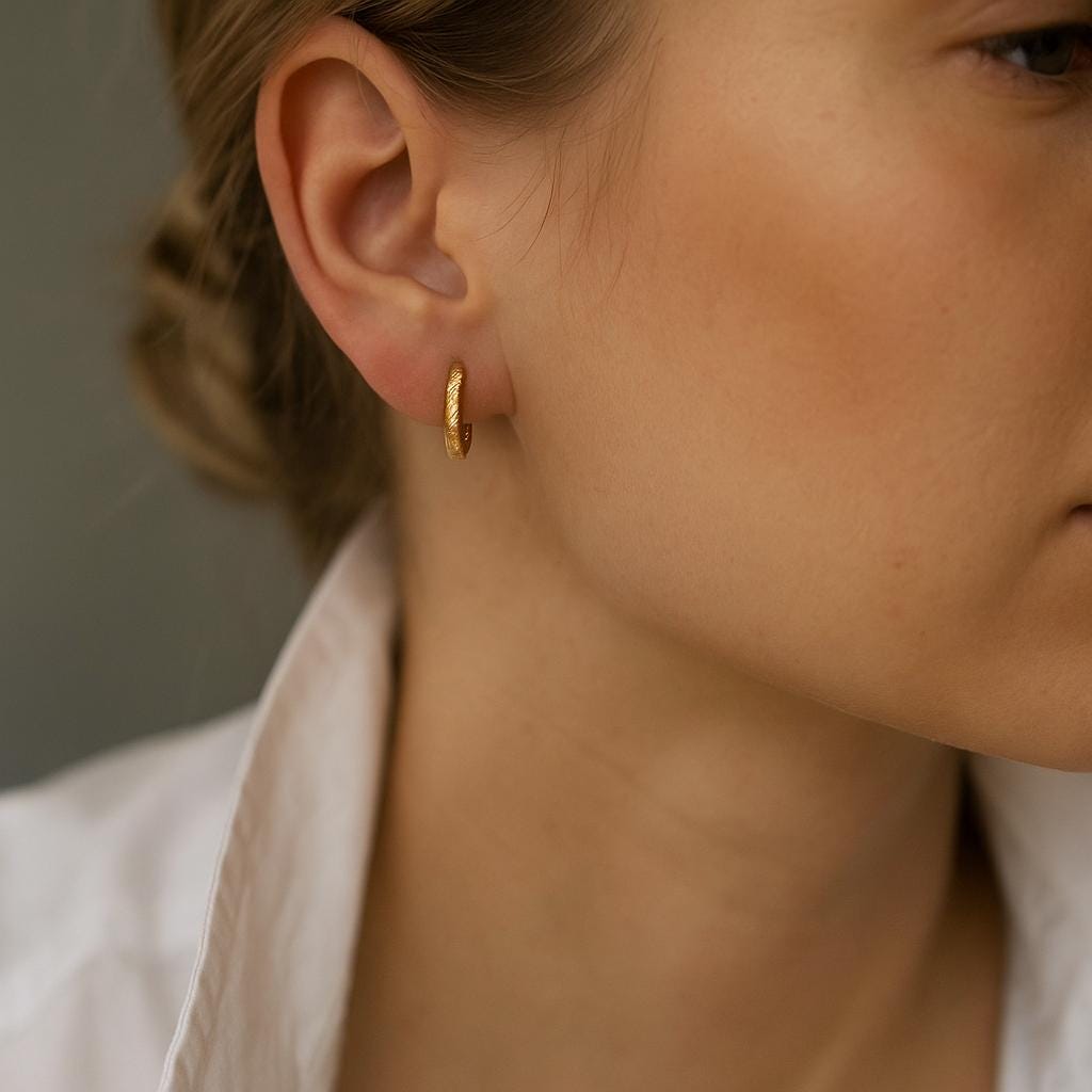 14K Solid Gold Small Hoop Earrings – Minimalist Real Gold Huggie Hoops for Everyday Wear