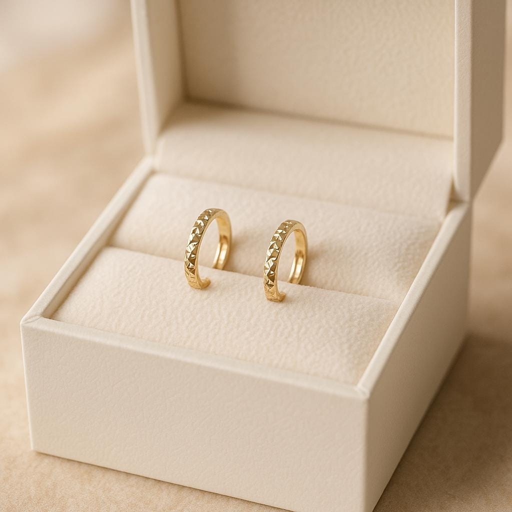 14K Solid Gold Textured Hoop Earrings – Elegant Hammered Gold Hoops