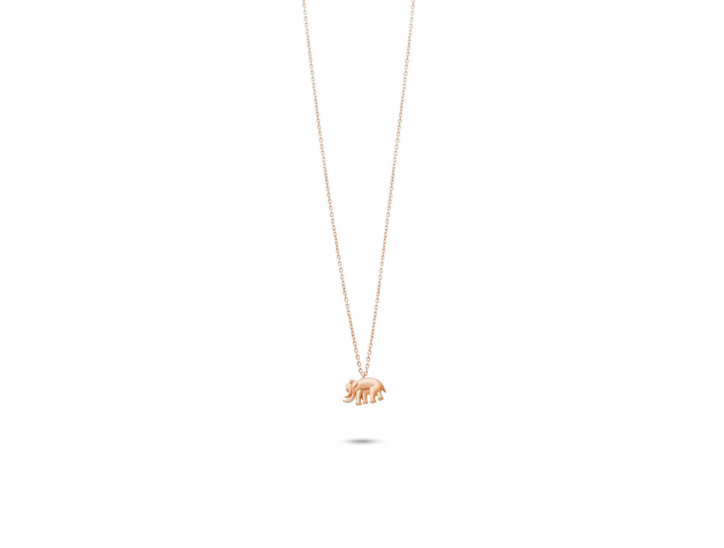 14K Solid Gold Elephant Necklace - Dainty Lucky Charm Pendant