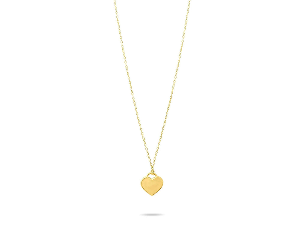 14K Solid Gold Heart Necklace - Real Gold Minimalist Pendant