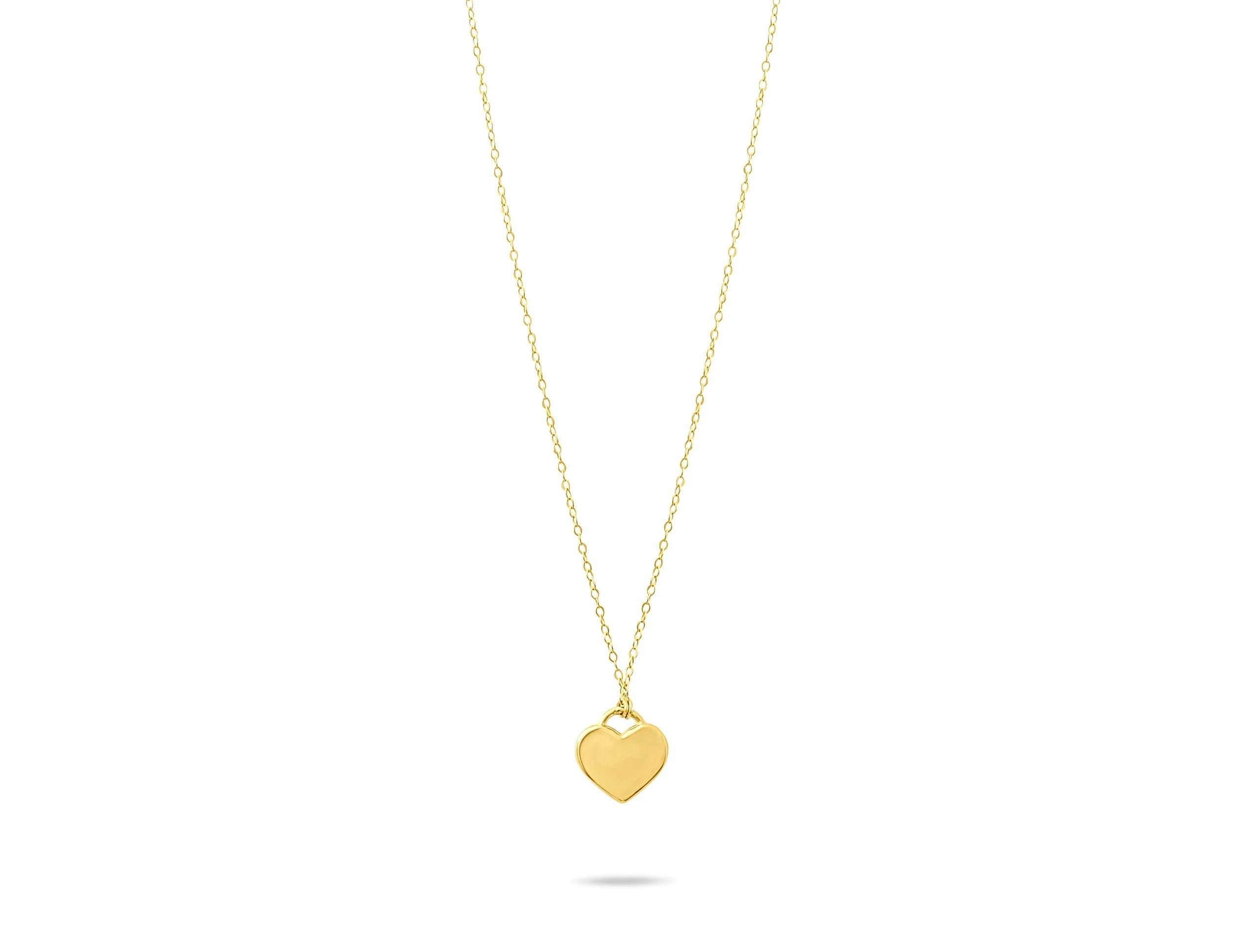 14K Solid Gold Heart Necklace - Real Gold Minimalist Pendant
