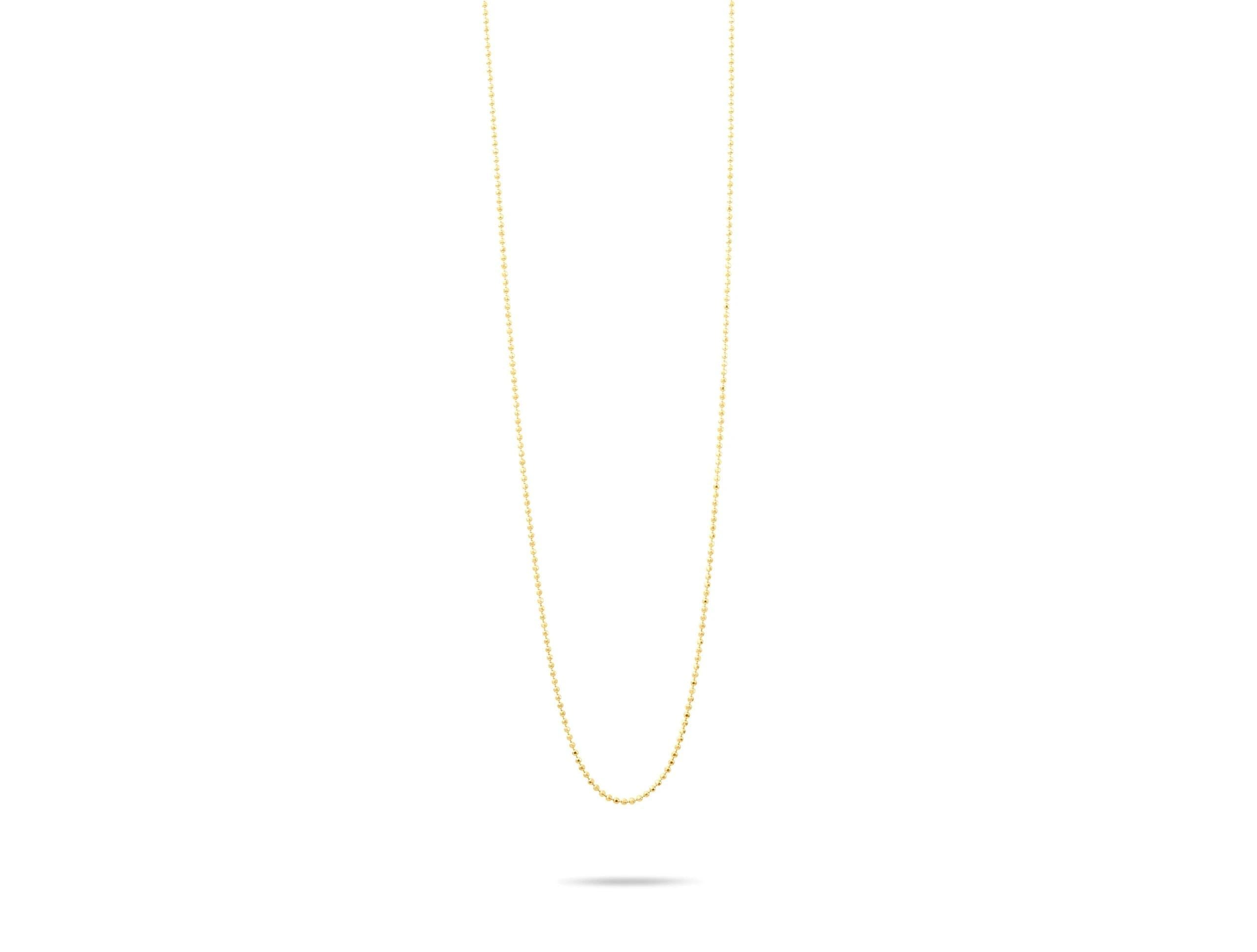 14K Solid Gold Beaded Chain Necklace – 2mm Real Gold Chain