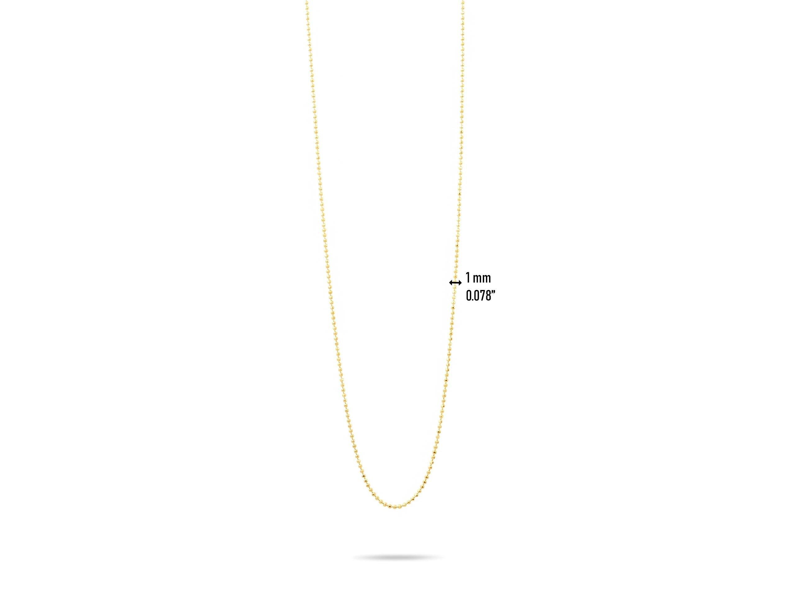 14K Solid Gold Beaded Chain Necklace – 2mm Real Gold Chain