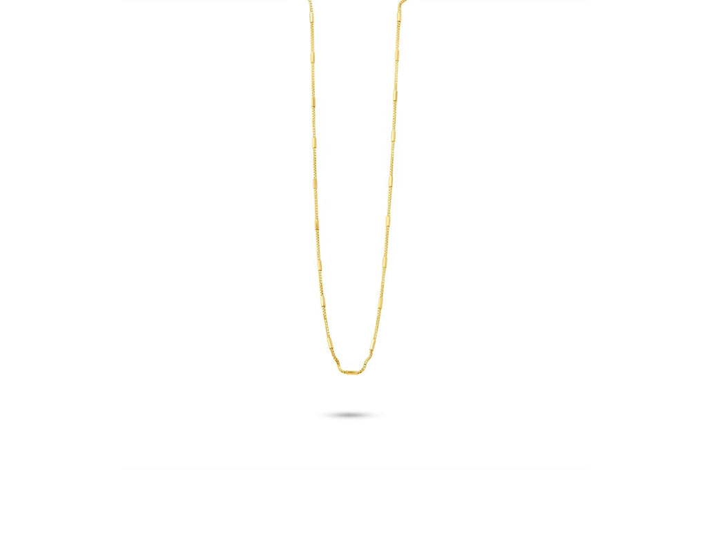 14K Solid Gold Bar Link Chain Necklace – Dainty Minimalist Jewelry
