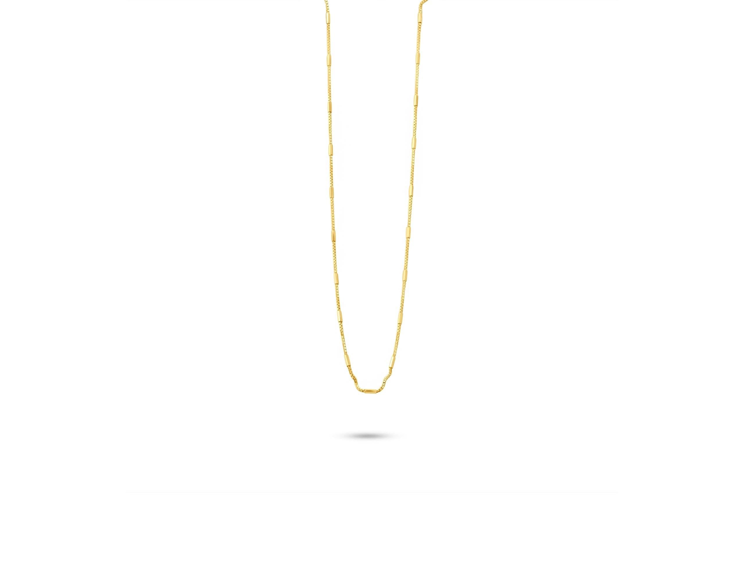 14K Solid Gold Bar Link Chain Necklace – Dainty Minimalist Jewelry