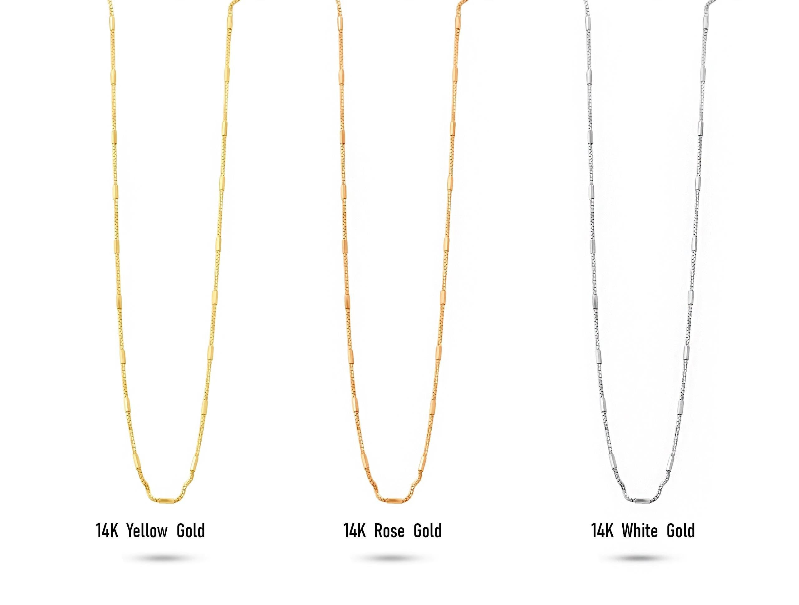 14K Solid Gold Bar Link Chain Necklace – Dainty Minimalist Jewelry