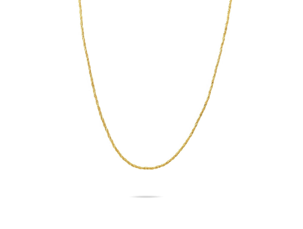 14K Solid Gold Twisted Rope Chain Necklace – Elegant Textured Jewelry