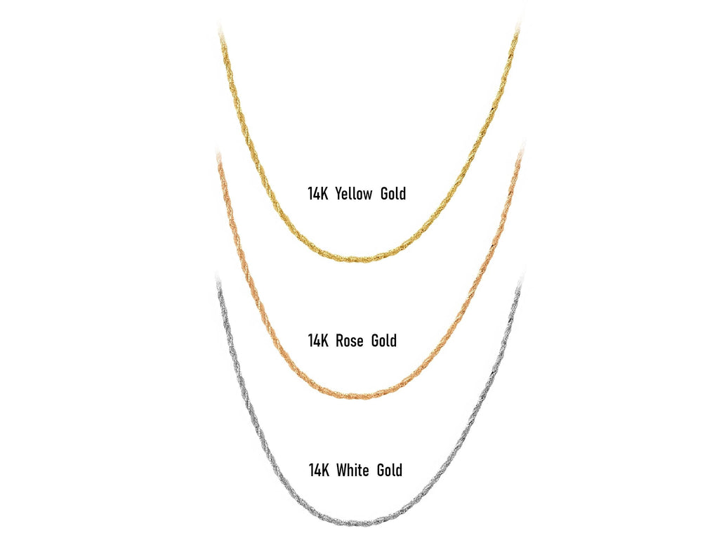 14K Solid Gold Twisted Rope Chain Necklace – Elegant Textured Jewelry
