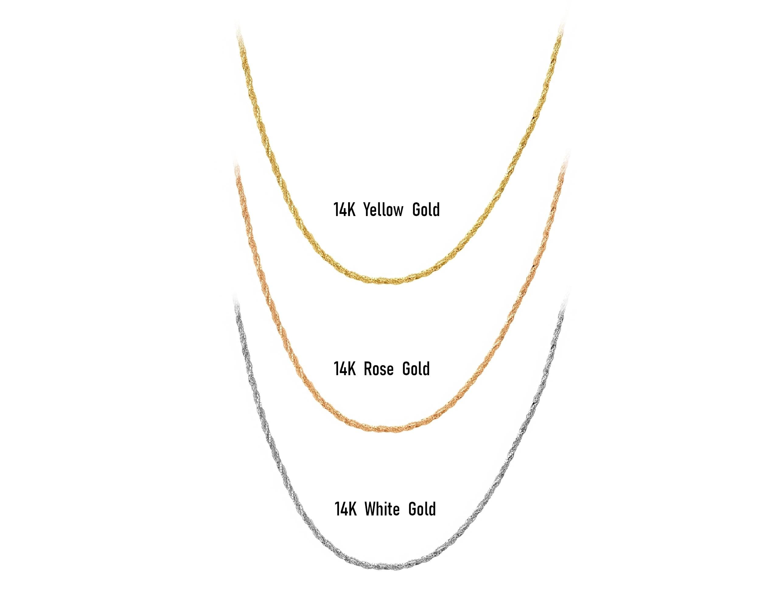 14K Solid Gold Twisted Rope Chain Necklace – Elegant Textured Jewelry