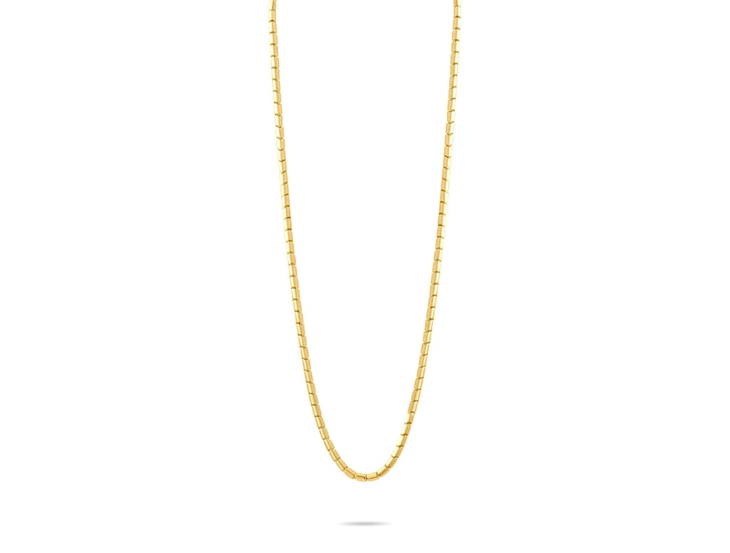 14K Solid Gold Flat Chain Necklace - Minimalist Gold Chain