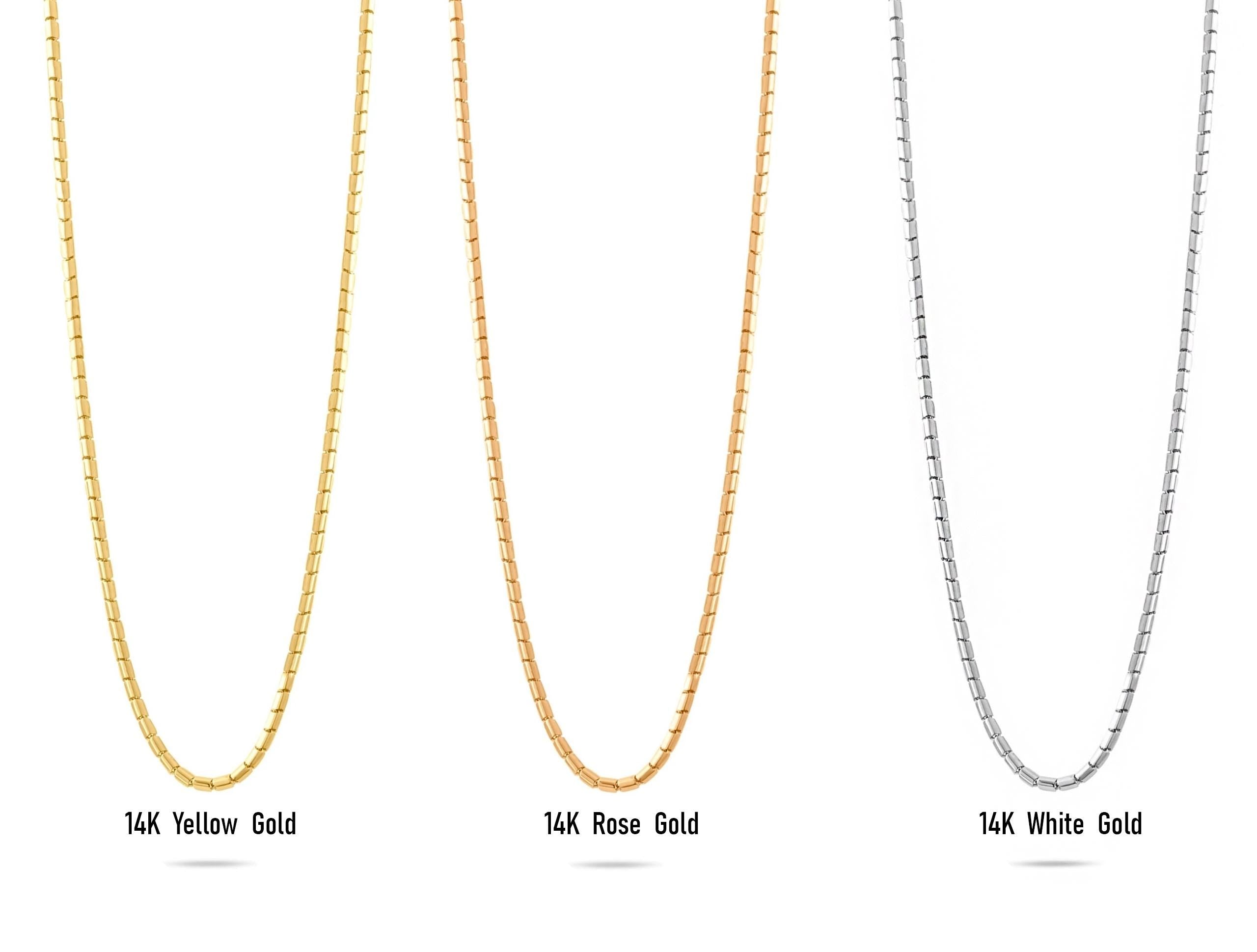 14K Solid Gold Flat Chain Necklace - Minimalist Gold Chain