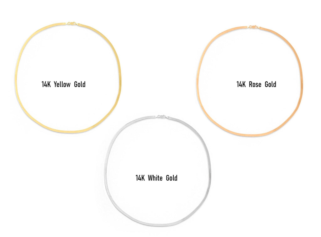 14K Gold Herringbone Necklace - Minimalist Gold Choker Necklace