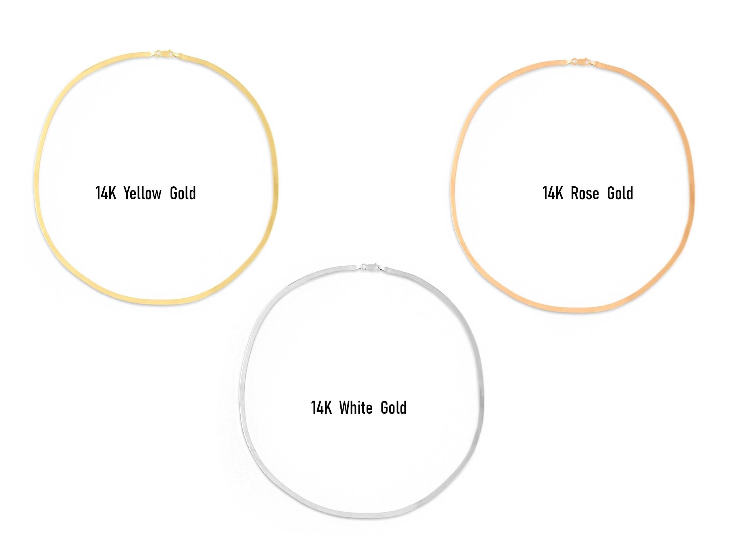 14K Gold Herringbone Necklace - Minimalist Gold Choker Necklace