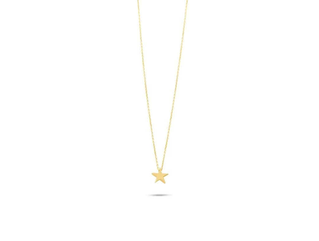 14K Solid Gold Star Necklace - Dainty Minimalist Pendant