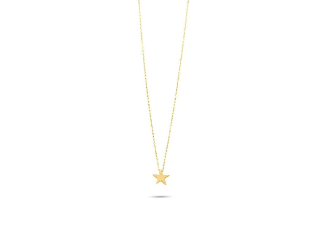 14K Solid Gold Star Necklace - Dainty Minimalist Pendant
