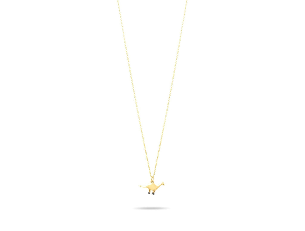 14K Solid Gold Dinosaur Necklace - Minimalist Dino Pendant
