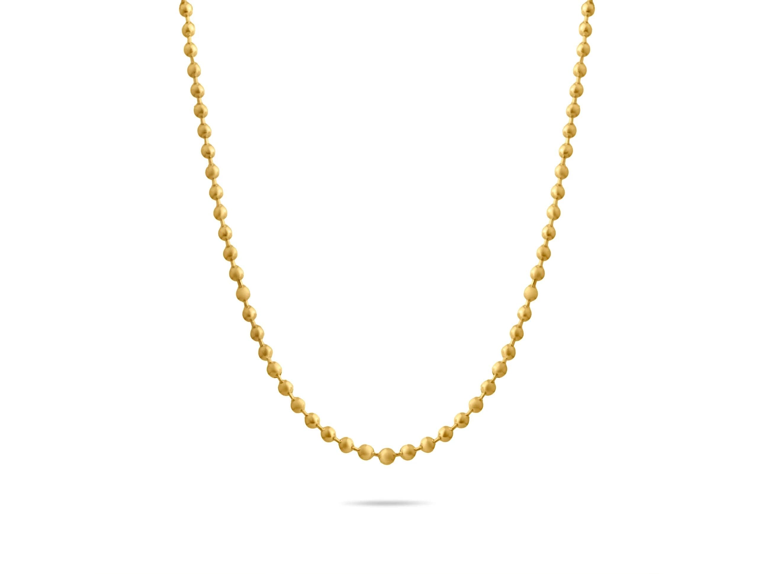 14K Solid Gold Bead Chain Necklace – 4mm Statement Ball Chain