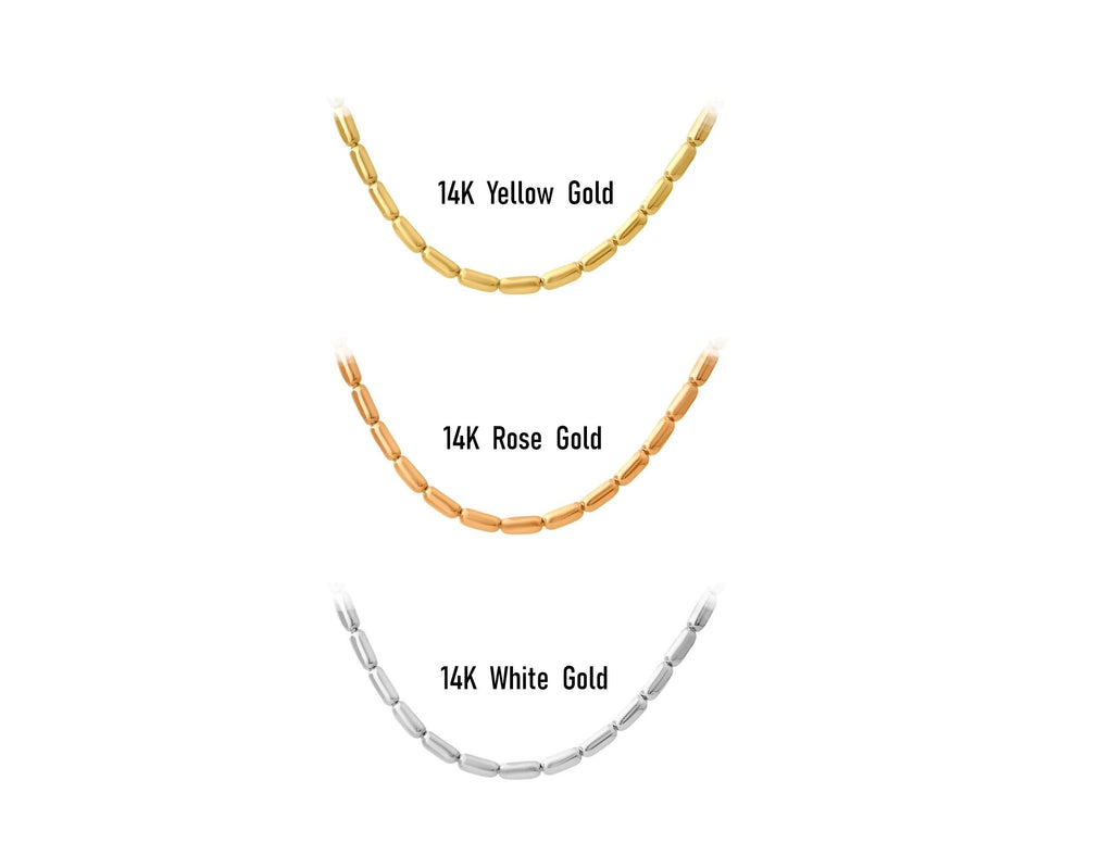 14K Solid Gold Tube Link Necklace – 4mm Thick Statement Chain