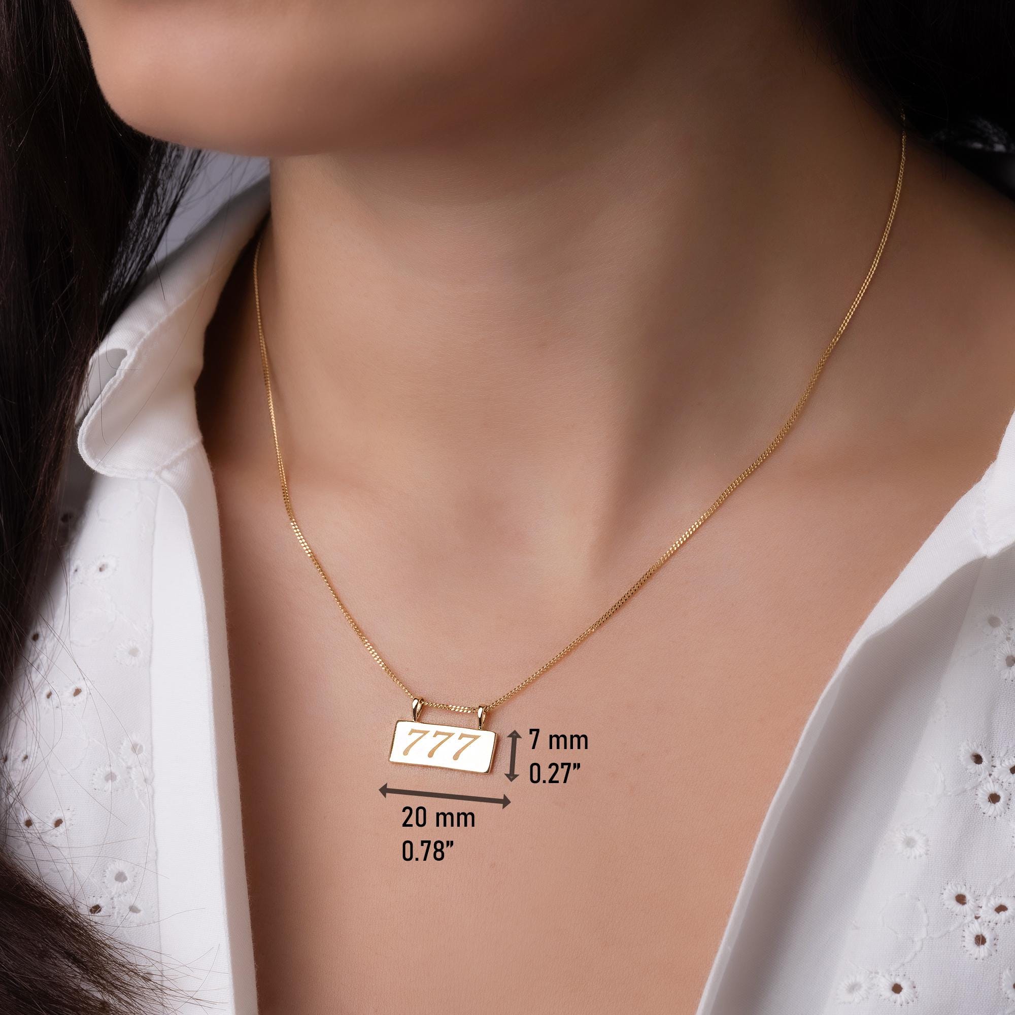 14K Solid Gold 777 Angel Number Necklace – Lucky Spiritual Jewelry