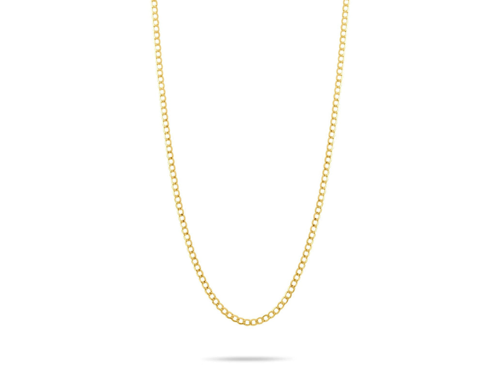 14K Solid Gold Curb Chain Necklace – 3mm Thick Real Gold Jewelry for Women