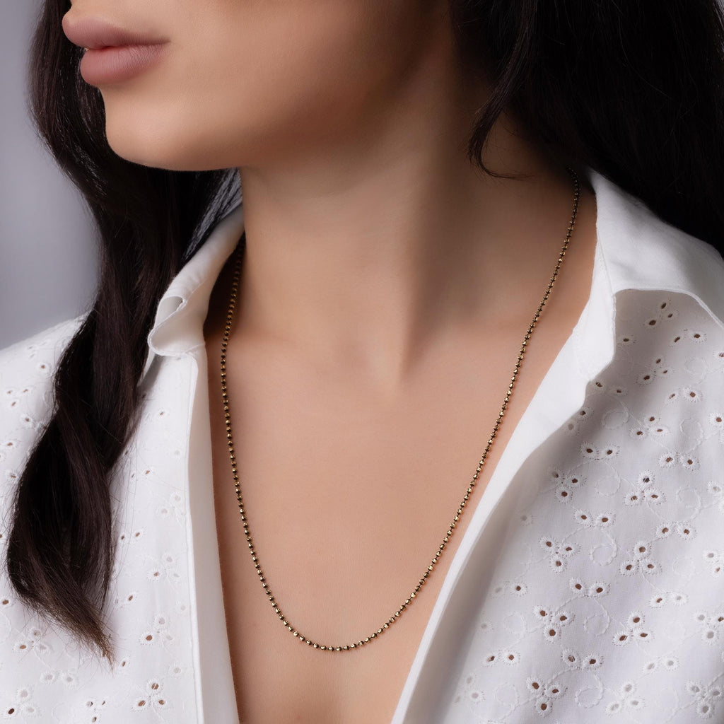14K Solid Gold Ball Chain Necklace – Classic Beaded Real Gold Jewelry