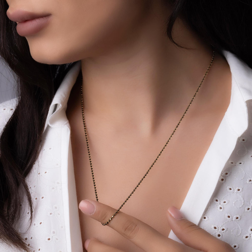 14K Solid Gold Ball Chain Necklace – Classic Beaded Real Gold Jewelry