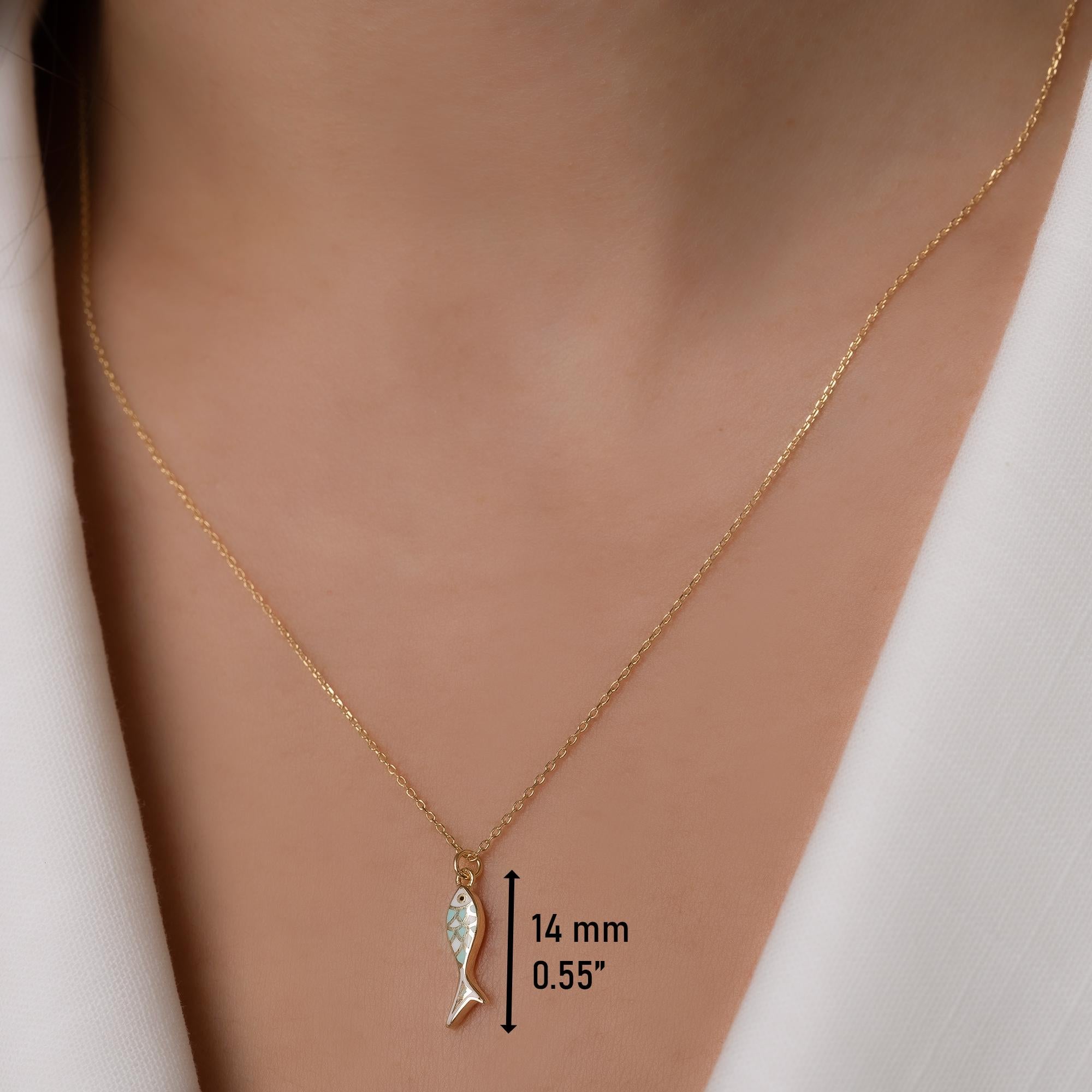 14K Solid Gold Fish Necklace - Dainty Ocean Pendant