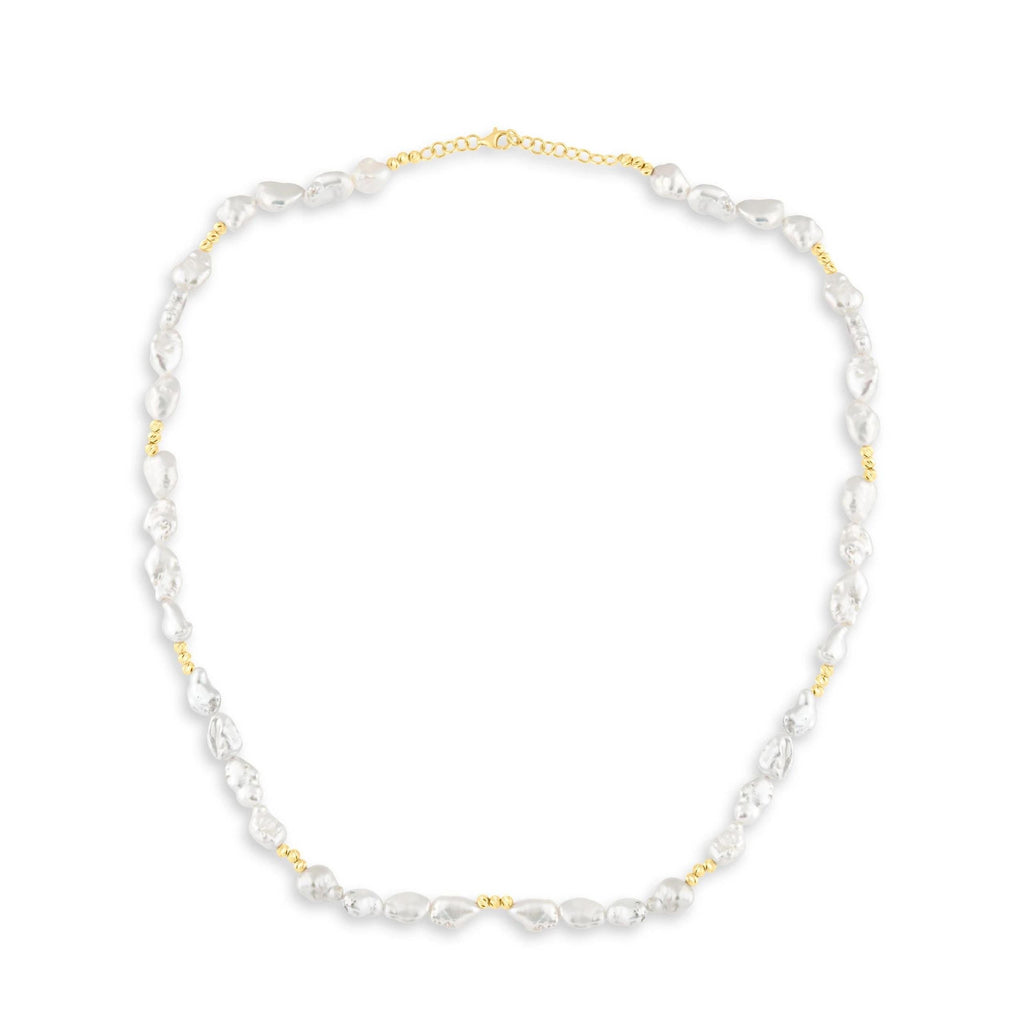 14K Gold Baroque Pearl Necklace - Natural Freshwater Pearl Jewelry