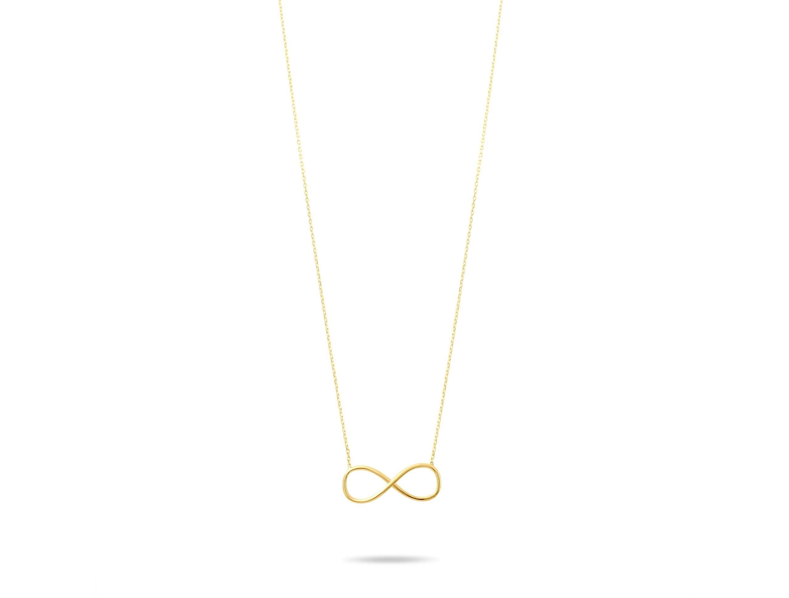 14K Solid Gold Infinity Necklace - Real Gold Eternal Love Pendant