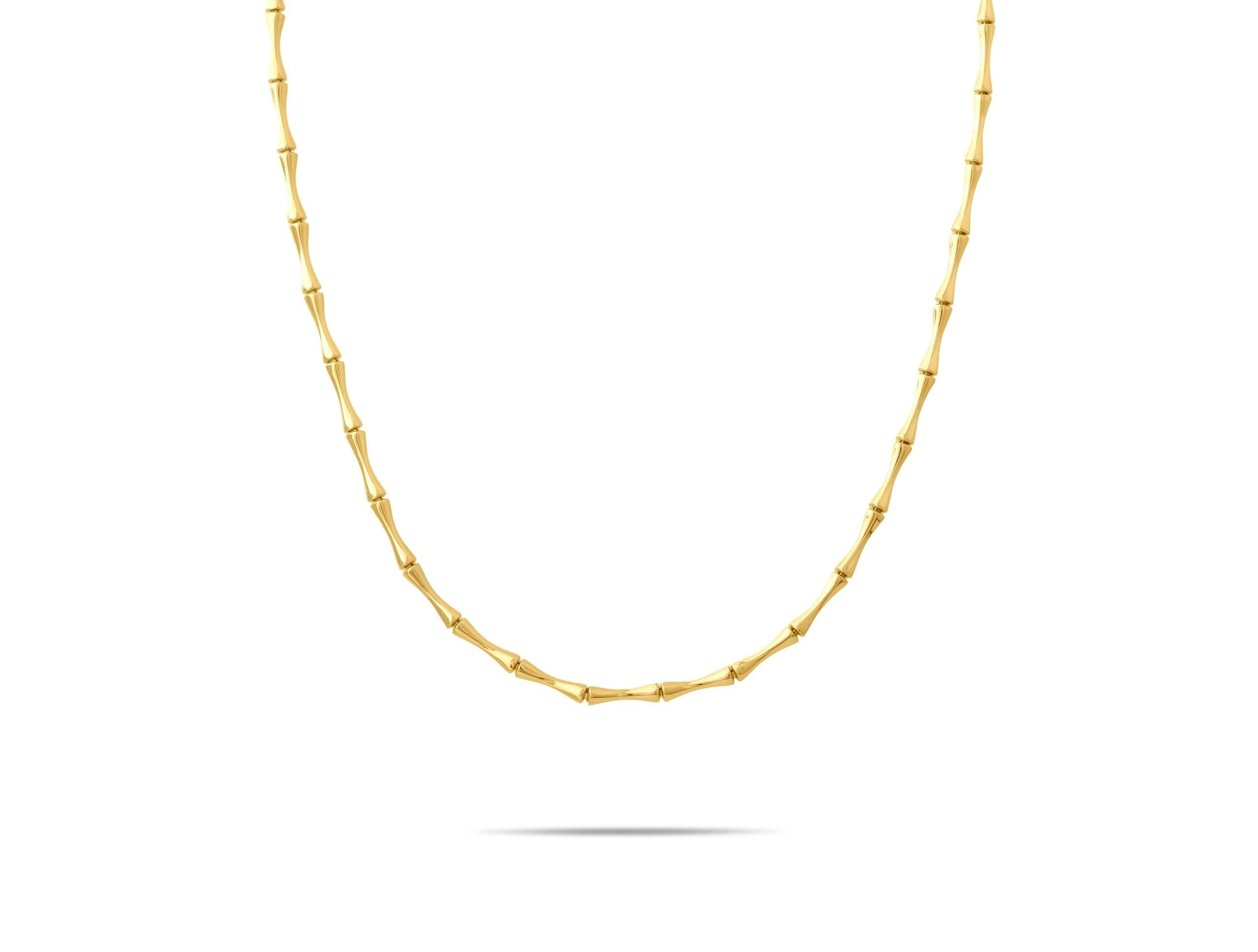 14K Solid Gold Bamboo Chain Necklace - Real Gold Statement Chain
