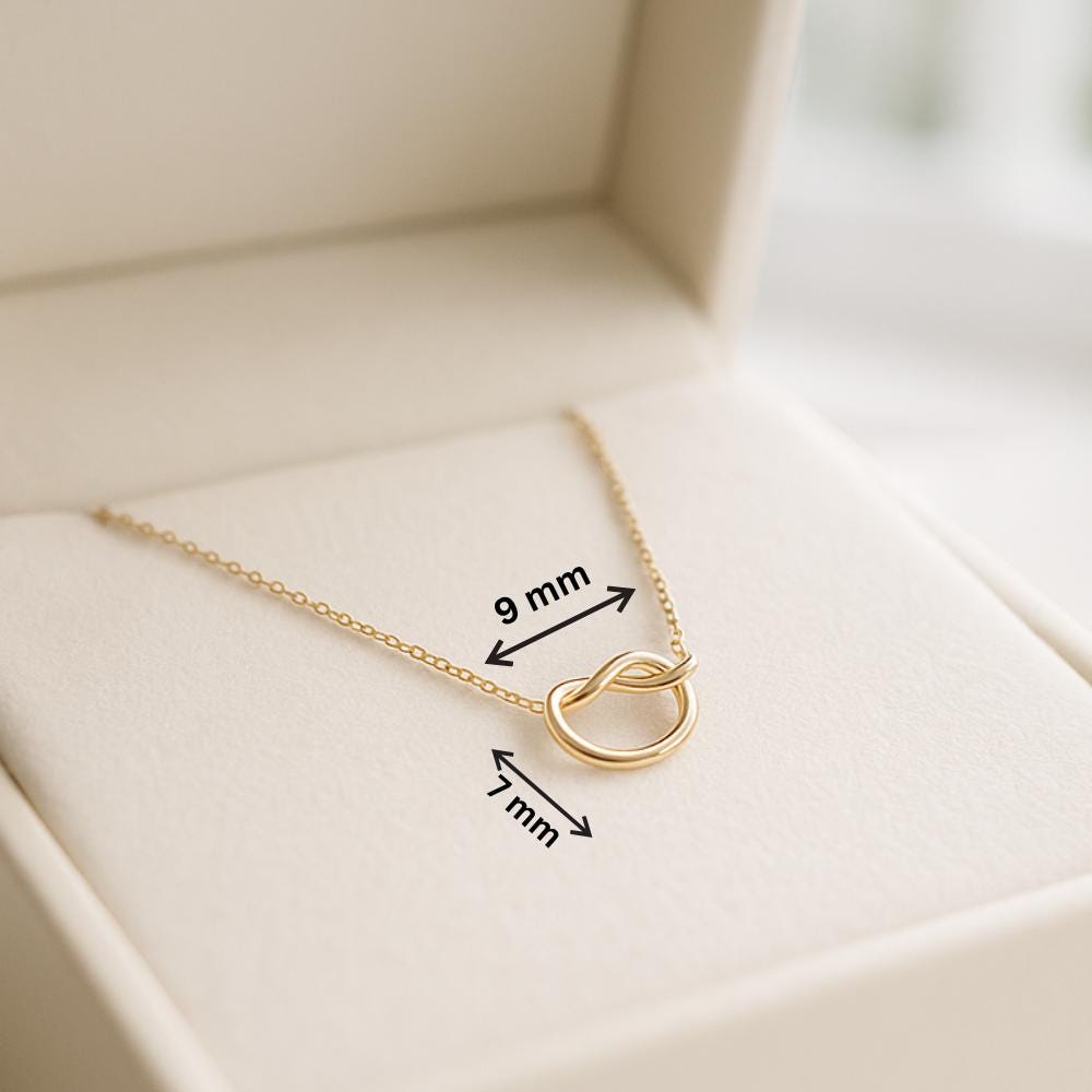 14K Solid Gold Knot Necklace - Real Gold Infinity Pendant