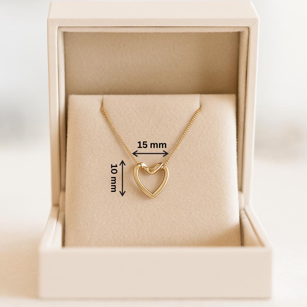 14K Solid Gold Open Heart Necklace - Dainty Love Jewelry Gift