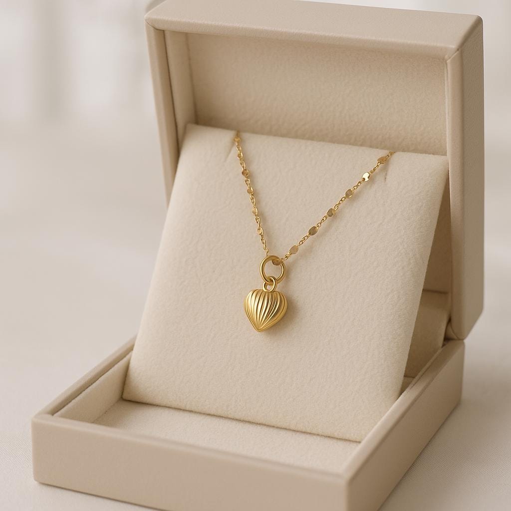 14K Solid Gold Heart Locket Necklace - Real Gold Pendant