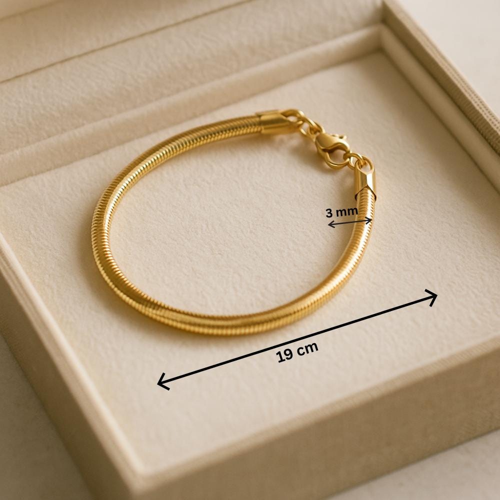 14K Solid Gold Snake Chain Bracelet - Everyday Luxury Gift