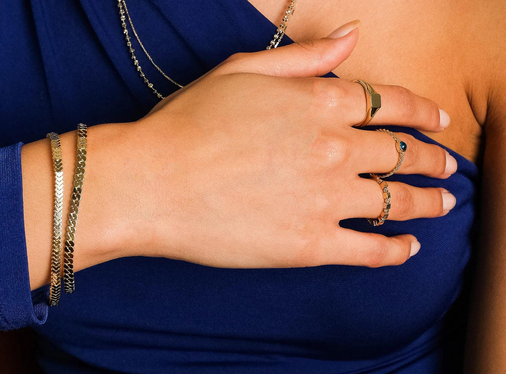 14K Solid Gold Evil Eye Ring - Real Gold Blue Enamel Eye Jewelry