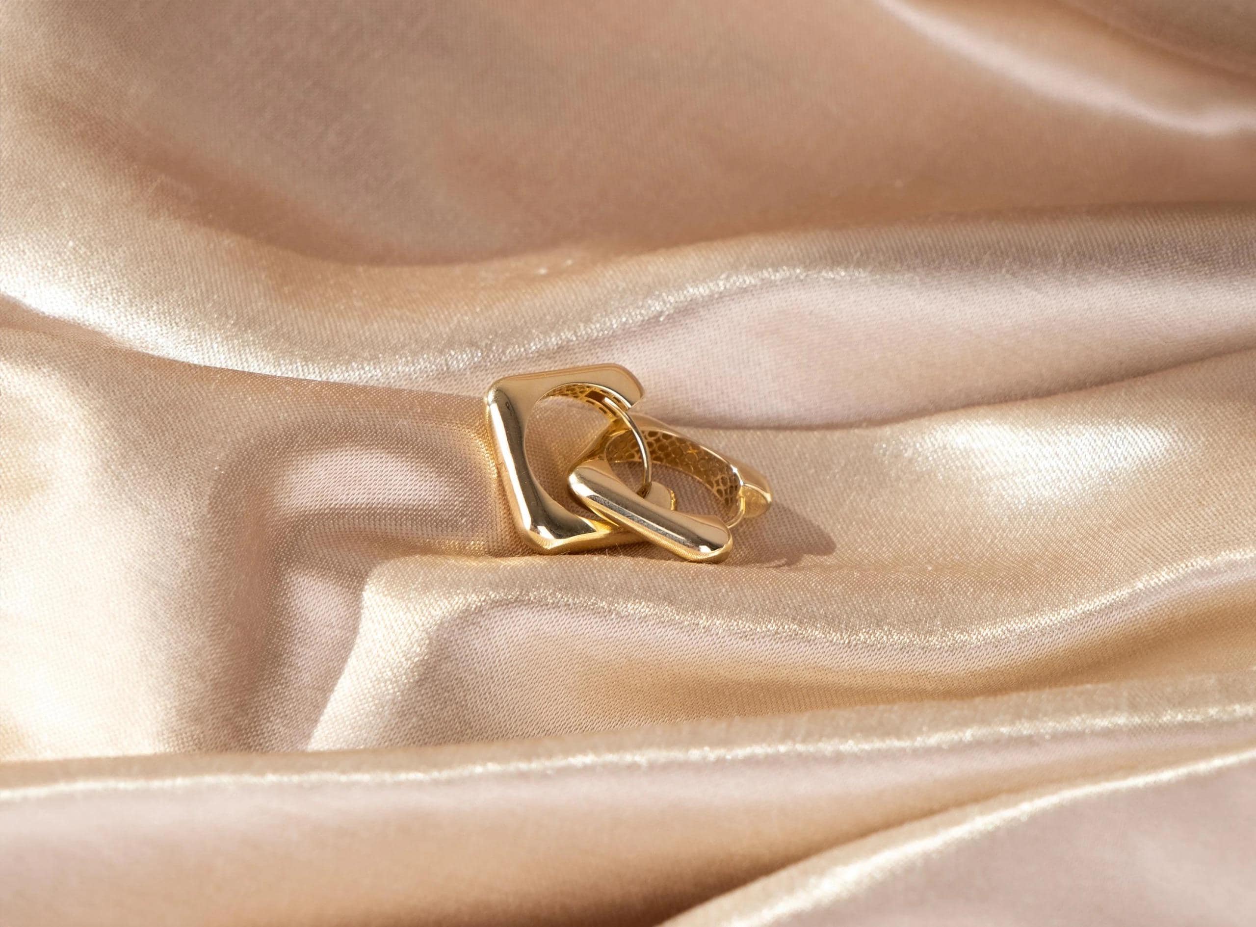 14K Solid Gold Bold Hoop Earrings - Geometric Real Gold Earrings