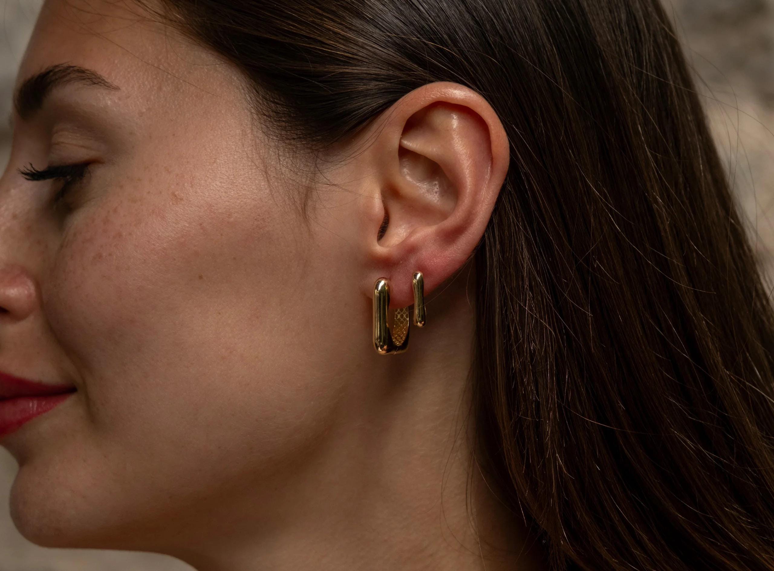 14K Solid Gold Hoop Earrings -Minimalist Real Gold Earrings for Everyday