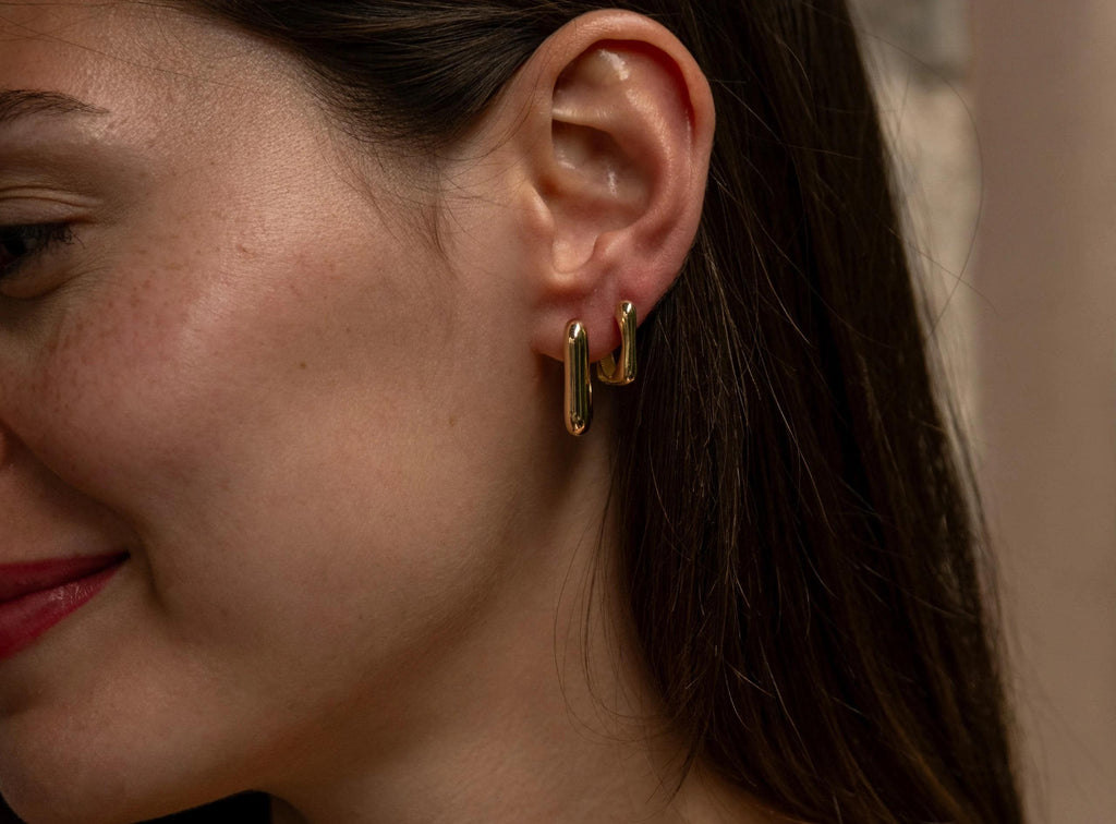 14K Solid Gold Hoop Earrings -Minimalist Real Gold Earrings for Everyday