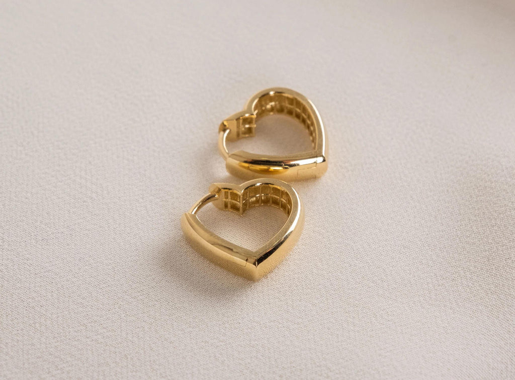 14K Solid Gold Bold Hoop Earrings - Thick Real Gold Earrings for Women