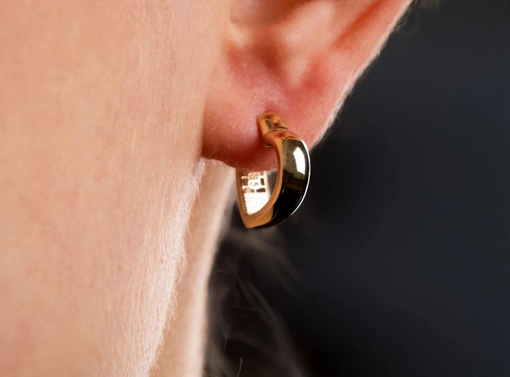 14K Solid Gold Bold Hoop Earrings - Thick Real Gold Earrings for Women