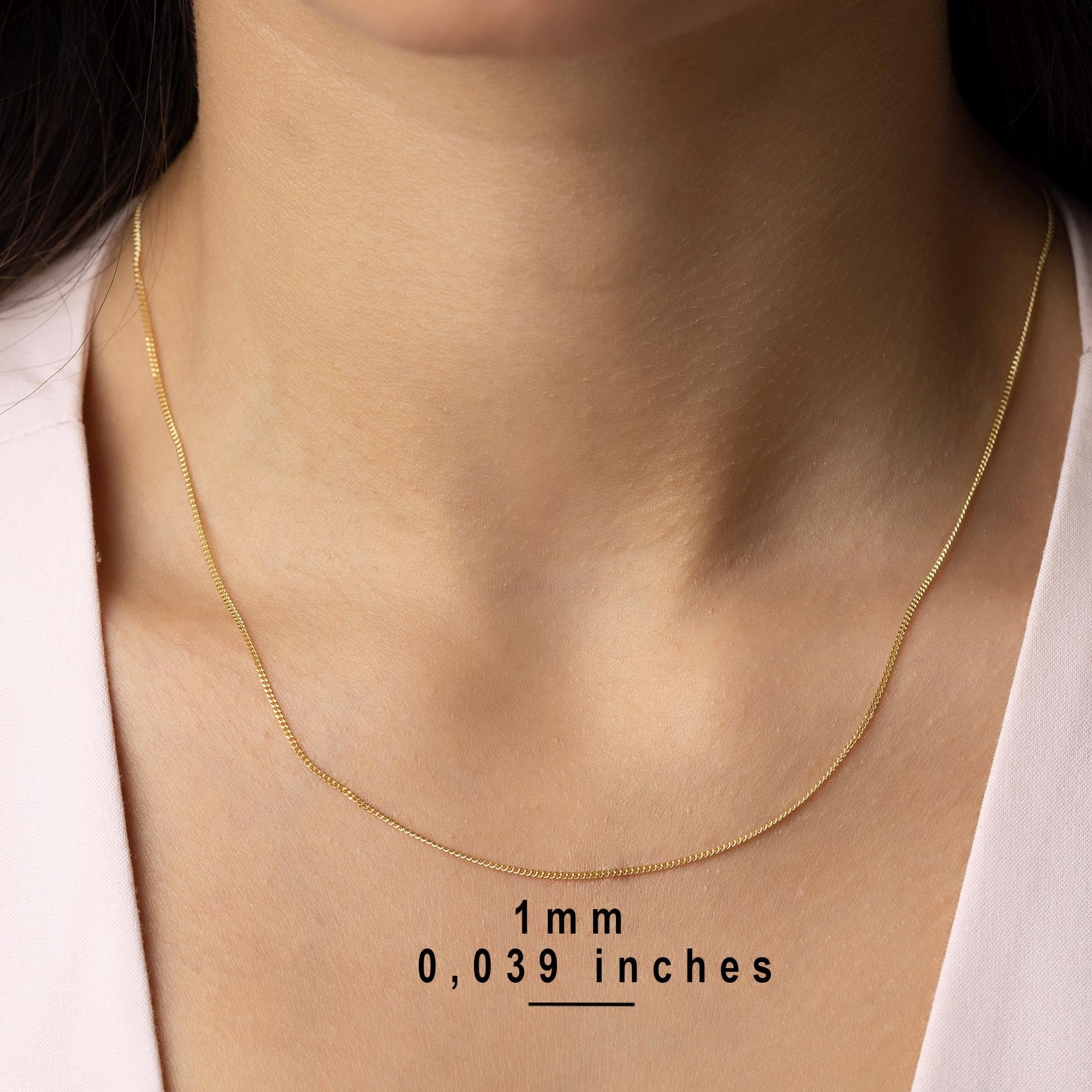 14K Solid Gold Thin Chain Necklace - Real Gold Dainty Chain