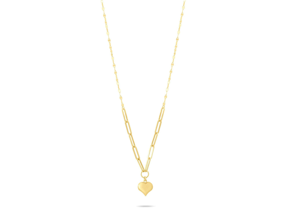 14K Solid Gold Heart Necklace - Real Gold Pendant