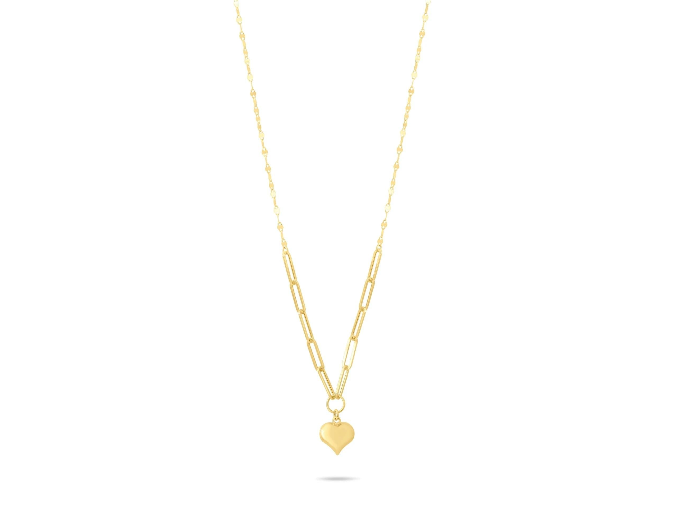 14K Solid Gold Heart Necklace - Real Gold Pendant