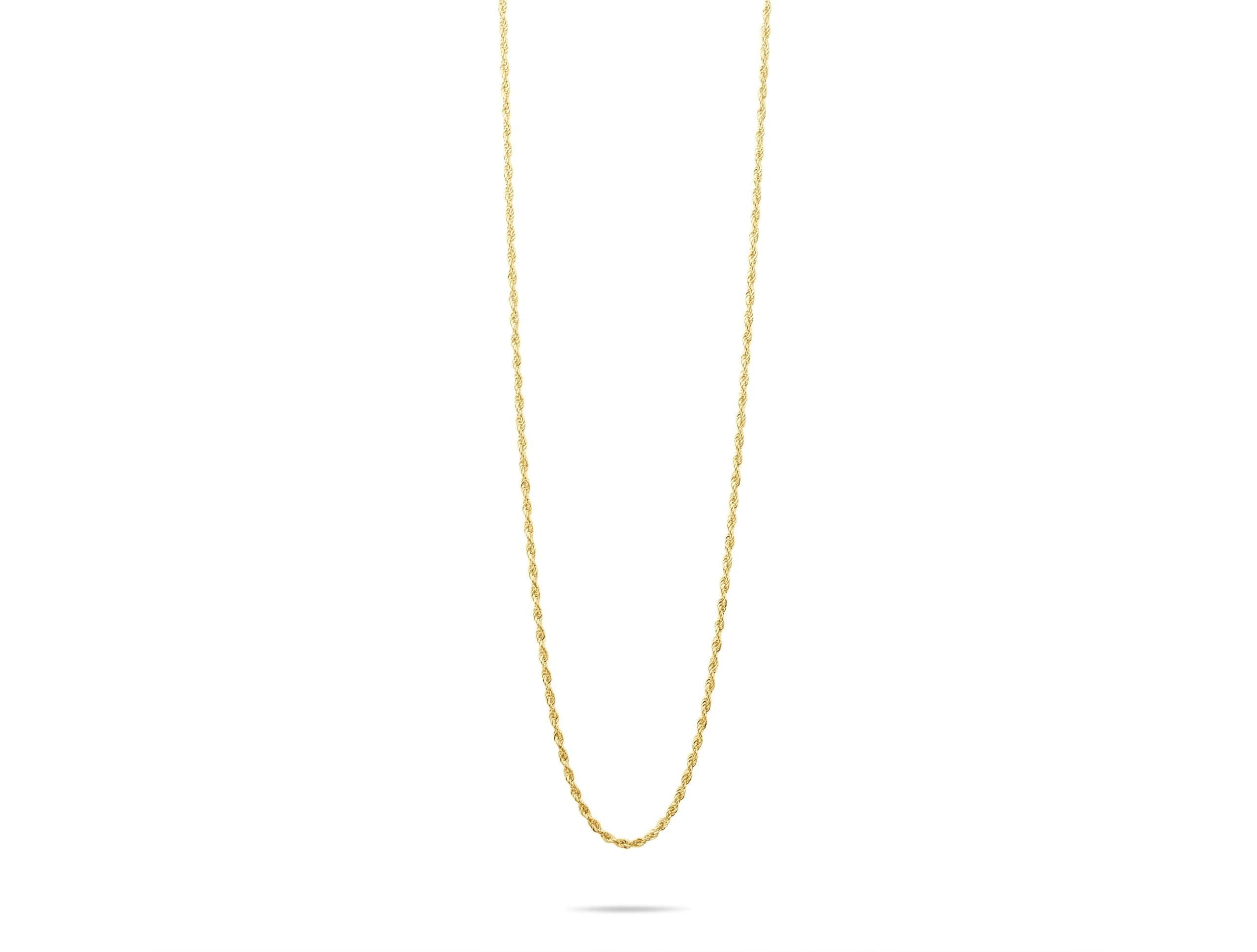 14K Solid Gold Rope Chain Necklace, Real Gold Chain, Classic Twisted Rope Design