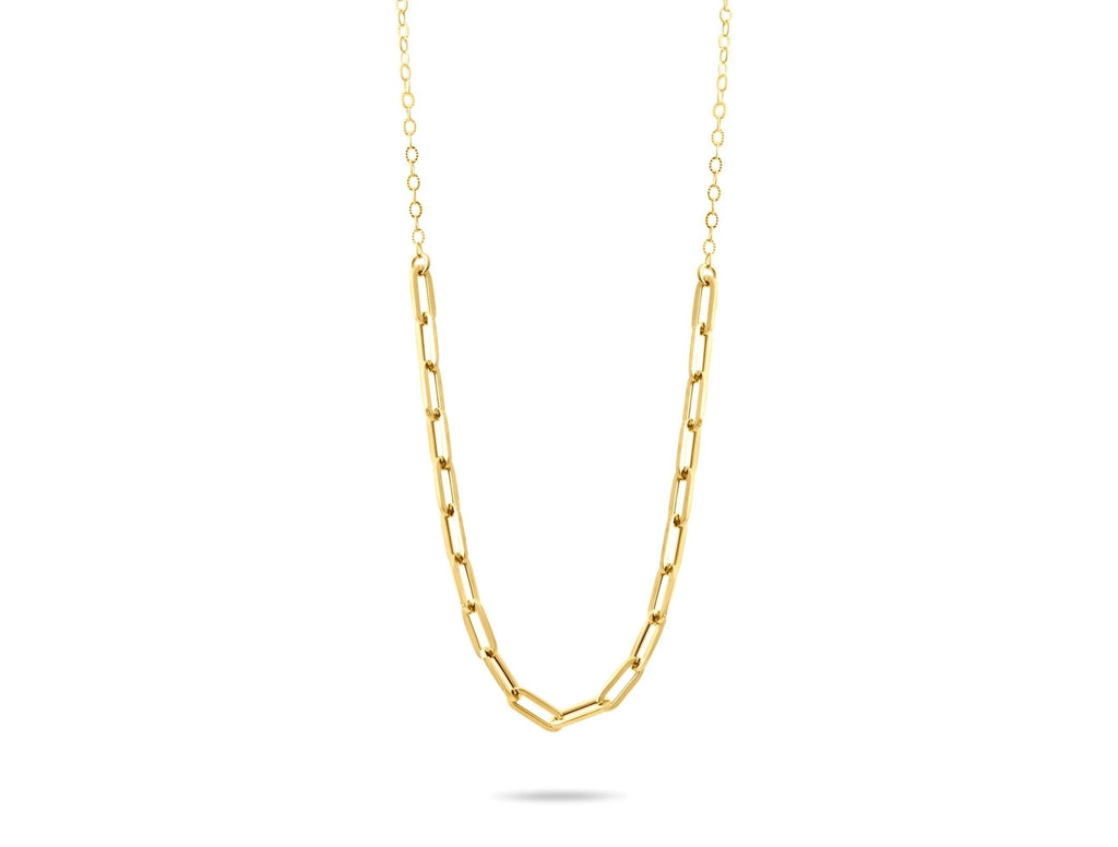 14K Solid Gold Paperclip Chain Necklace - Real Gold Chunky Chain for Women