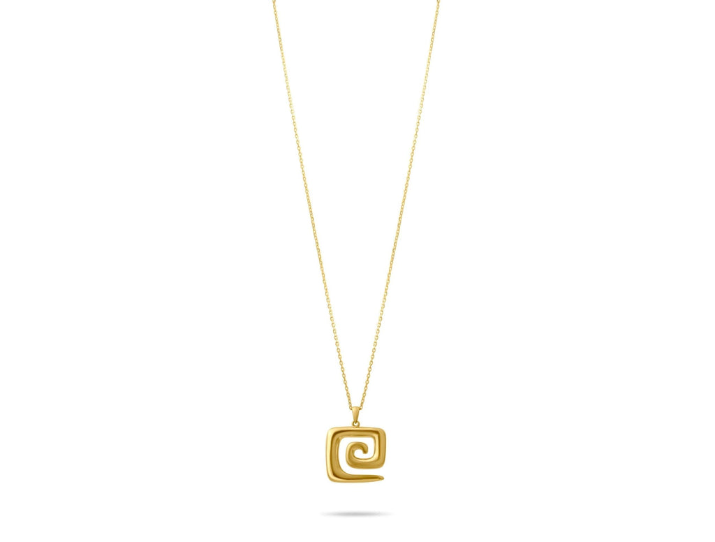 14K Solid Gold Spiral Necklace - Energy Symbol Pendant